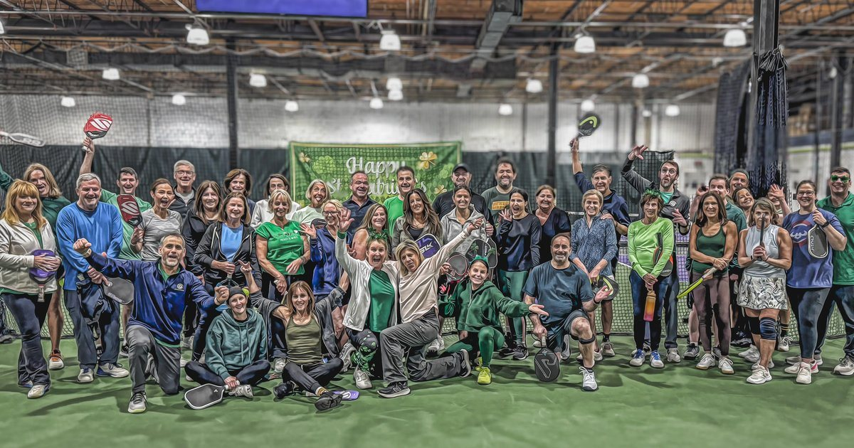 Members gathered on the indoor courts at Glenbrook Pickle Club in Northbrook